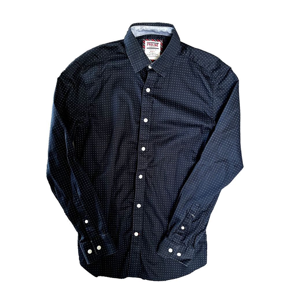 Proline Varsity Shirt Mens M‎ Cotton Blue Plus Sign Polka Dots